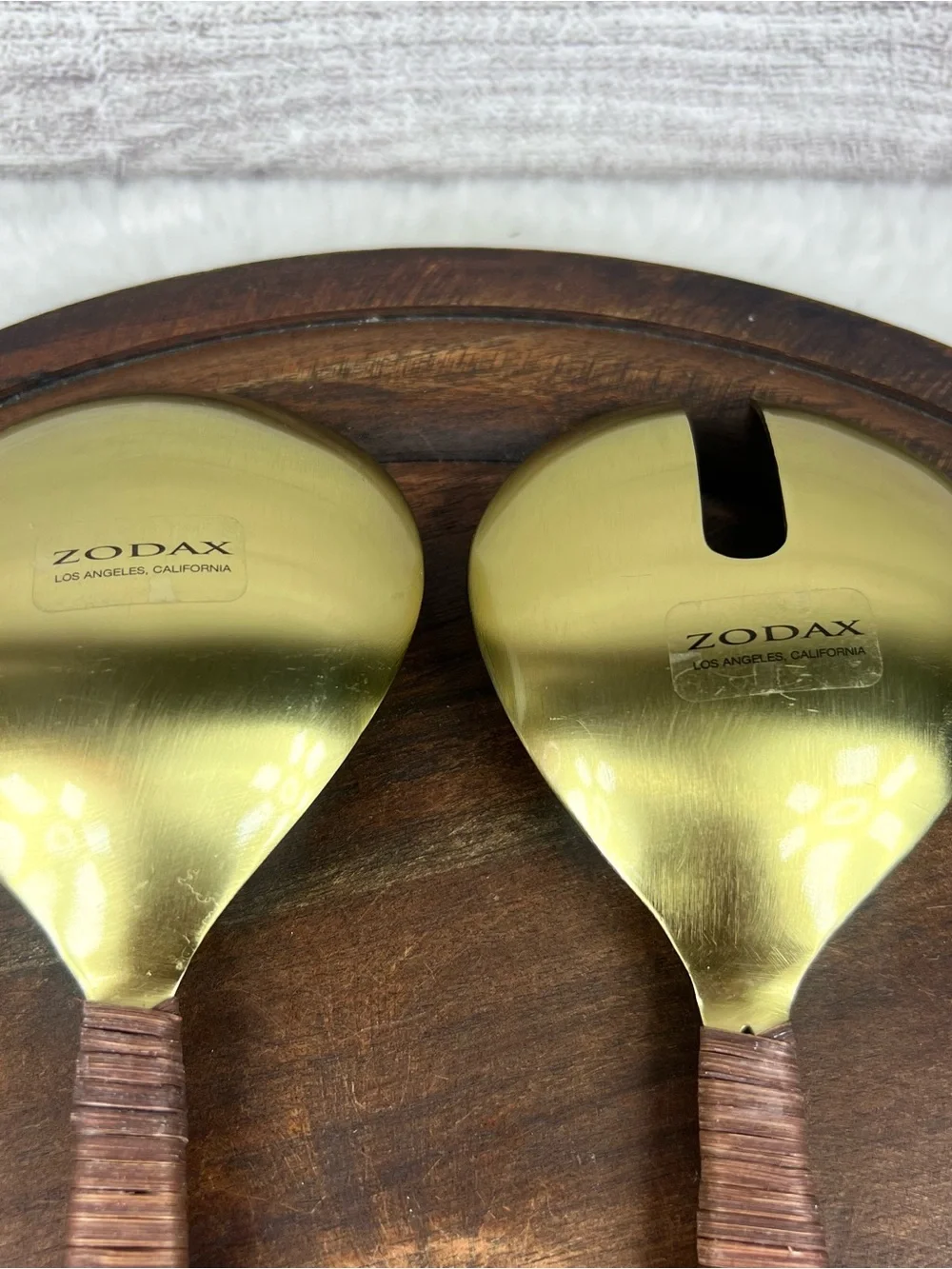 Zodax Gold Serving Utensils with Rattan Wrapped Handles Boho